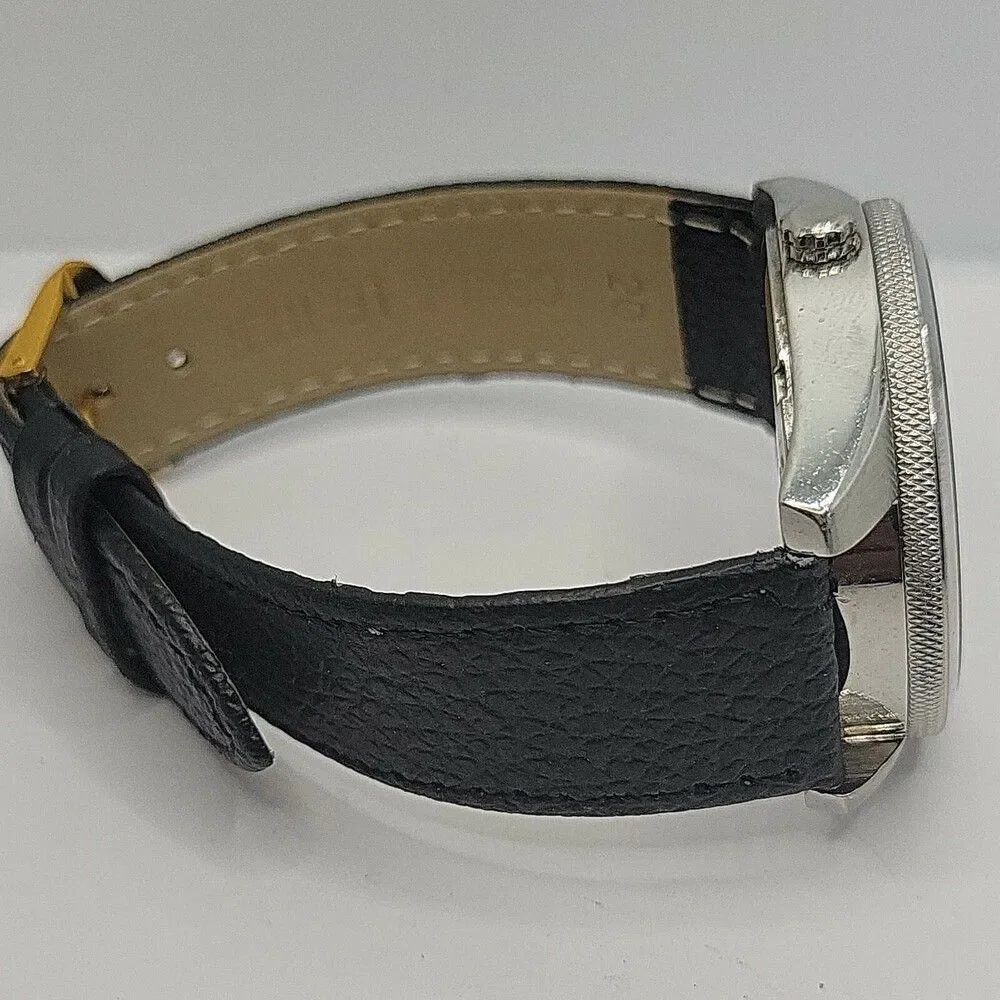 Fossil BQ1457 Women's Black Leather Analog Silver Dial Quartz Wrist Watch AM842